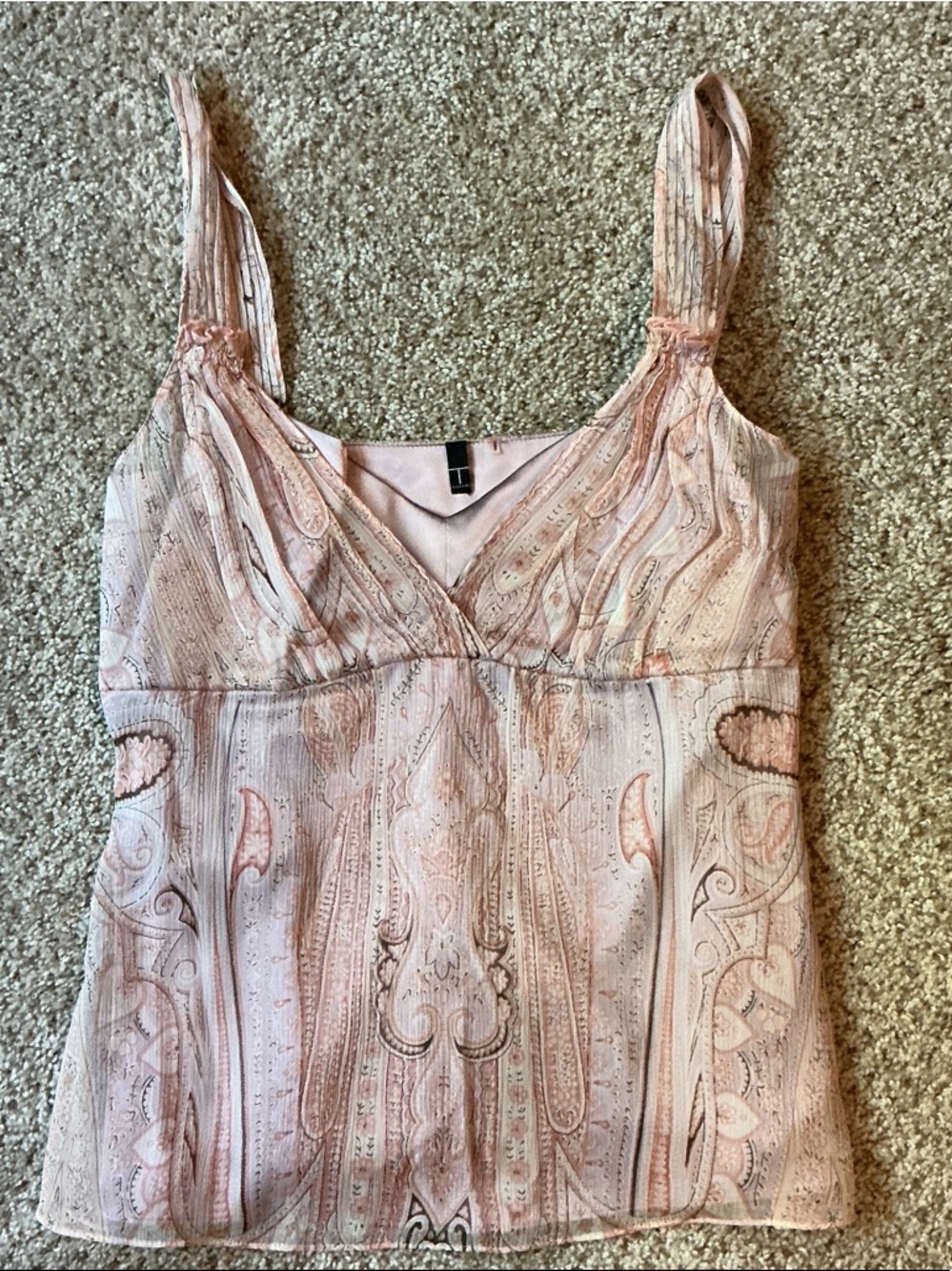 Tahari Light Pink Paisley V-Neck Camisole